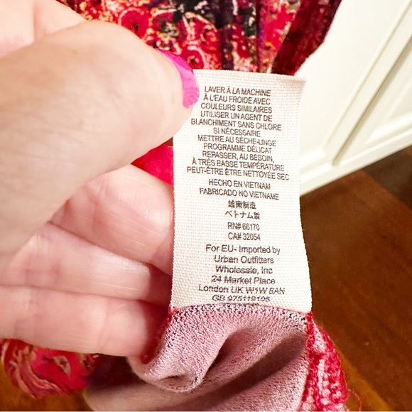 Free People All Dolled Up Women’s Red Paisley Pattern Mock Neck Boho Mini Dress - Picture 11 of 15